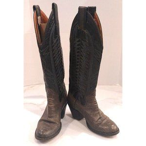 Rare Sanders Gray Ostrich Leg Leather Cowboy Western Boots Women's Size 5B